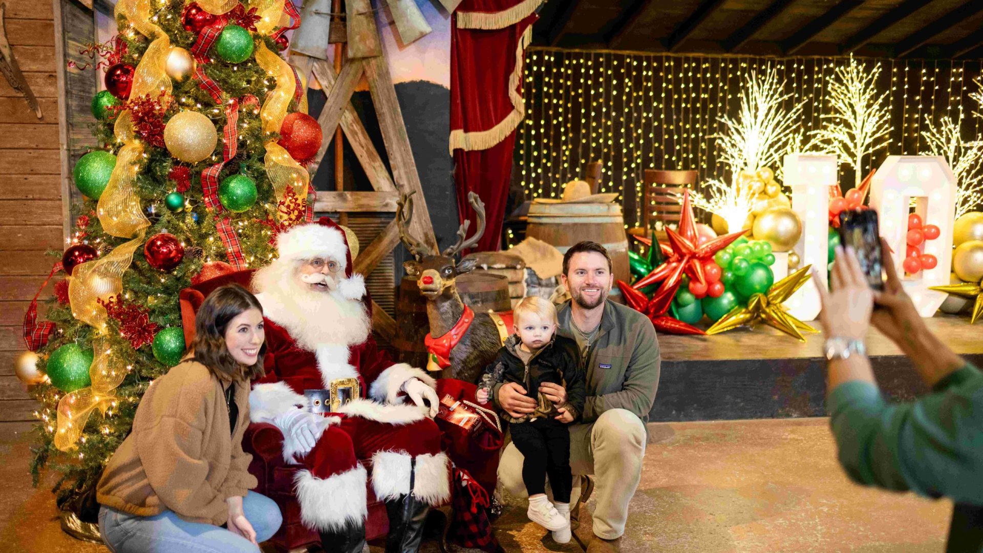 Family Photos with Santa Claus at Old West Christmas Light Fest